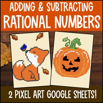 Adding and Subtracting Rational Numbers Thanksgiving Pixel Art Fraction Integers