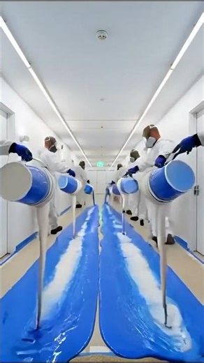 Dull Office Hallway → Mirror-Like Blue Marble Fantasy! 🌊 Insane Epoxy Glow-Up Timelapse