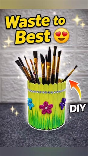 Pen Stand 😍 #shortsfeed #diy #shortvideo #shortviral #youtubeshorts #craft #crafting #homedecor