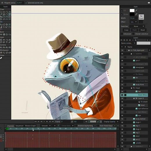 Animating an illustration with Moho's Live Meshes! Ilustration: Redolaf