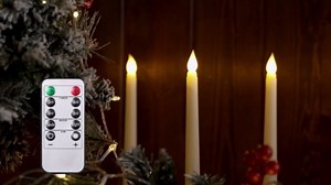 Tuanse 24 Pack Valentines Day Flameless Flicker Taper Candles with Remote and Timer, Battery Operated LED Warm White Taper Candles Light Bulk for Home Wedding Decoration Gifts(Beige,11 Inch)