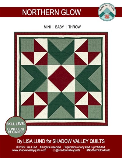 Printed Northern Glow Quilt Pattern - Mini, Baby, and Throw Sizes - Etsy