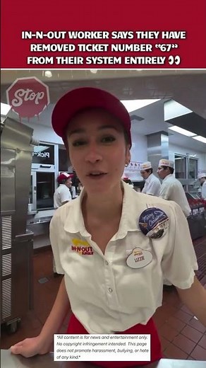 #InNOut employee says they don’t give out the ticket number “67” anymore 💔
