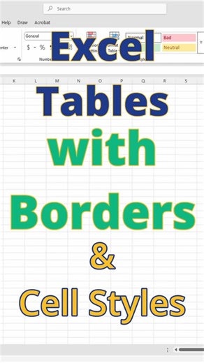 Excel Tables Made Beautiful Borders & Cell Styles