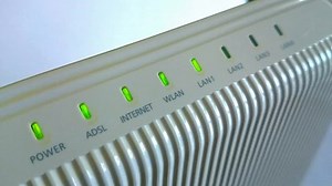 Communication blinking modem and router lights high definition footage - ADSL router blinking lights on FullHD 1920x1080 resolution footage