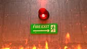 Emergency exit sign with siren light, Direction to the emergency exit