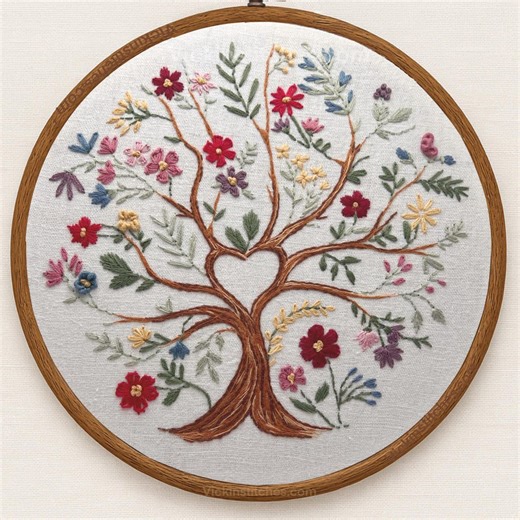 Tree of Life & Love Hand Embroidery Kit, Floral Family Tree Hoop, Heirloom Stitching Project - Etsy