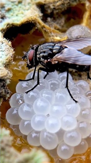 Fly Laying Eggs 🪰🥚 Rapid Life CycleCaption #Fly #Machi #EggLaying