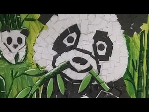 How to make panda with paper mosaic || Tutorial || step by step for Learner || S Kamal Art and Craft