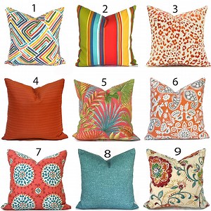 Outdoor Pillow Cover With Zippers, Easy to Use & Washable, Pick Your Favorites, Orange, Teal and Gray - Etsy
