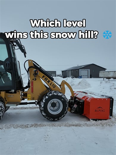 Which Level are you? Using the FOX L10 loader with the snow pusher attachment. 🌐Visit: www.prairieequipment.ca 📞Call: 1 204-362-6502 #snowclearing #prairieequipment #snowpusher #heavyequipment #loaderlife #loader #l10