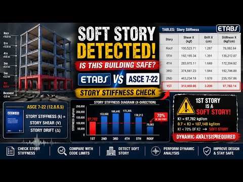 Story Stiffness Calculation Explained | ETABS vs ASCE 7-22 Soft Story Check, #ETABS #SoftStory #ASCE