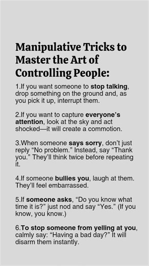 manipulative tricks to master the art of controlling people #psychology #truedialogue