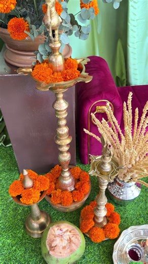 Nature greens and vibrant oranges, breathing the warmth of our roots into every frame. 🌿🧡 We don’t just decorate, we curate a sanctuary where your traditions come alive in the most beautiful way. Let us weave the magic of your Valaikaappu into a timeless memory you’ll cherish forever. Contact to us for more details. #valaikappu #indiandeco #seemantham #freshflowerdeco #fyp
