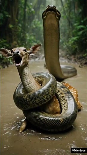 🐍💥 Giant Anaconda Attack! Deer Stands No Chance 😱🌊 #Shorts