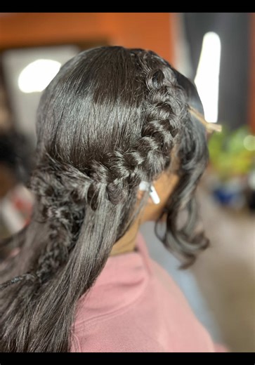 Quick Weave Installation with Fish Braid and Side Bangs