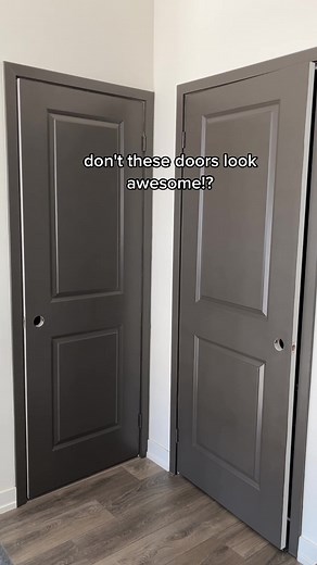 How to paint your doors without brush marks🚪 Painting your doors is a great way to add a ton of character to your home without spending a lot of money. 1- Prep your doors! Lightly sand with p220 grit and prime (I did not and the paint immediately chipped) 2- use a brush to paint the grooves and trim 3- use a foam roller to get the smoothest finish on the flat surfaces (I did light 3 coats) 4- peel off the tape while it’s still wet Supplies Paint: Urban Bronze SW 7048 @sherwinwilliams. The Ureth