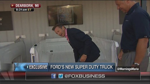 Fox Business reporter Jeff Flock can pick up the bed of Ford Motor Company's all-new 2017 F-350 Super Duty with just one hand! | Fox Business