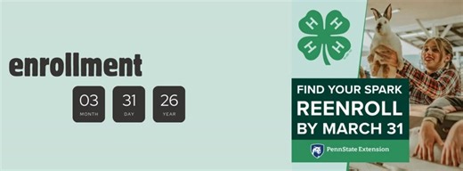 New and returning 4-H members must enroll by March 31st - 2026. Have questions about what clubs, activities and projects Mifflin County 4-H has to offer? Reach out to the Extension Office at 717.248.9618 or email Amy at anr128@psu.edu DID YOU KNOW? 4-H is Pennsylvania's largest youth development organization. Our programs are delivered through Penn State Extension in all 67 counties. We are in rural communities, small towns, and big cities across Pennsylvania—including a club near you. 4-H membe