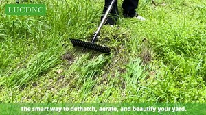 Thatch Rake for Lawns 36-63'' Stainless Steel Adjustable Handle for Dethatching & Aeration Heavy Duty Landscape Garden Leaf Dethatcher Rake for Soil Preparation Upgraded Dual-Action Tines