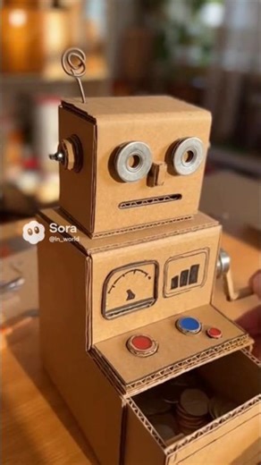 Cardboard Robot Steals Coins Automatically🤖📦"#CardboardRobot #DIY #STEM #Mechanical #HowTo #Tutorial