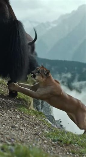 This Yak Almost Took Flight… Until the Horned Bodyguard Show Up#wildlife#animals#shortsviral#shorts