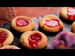 Thumbprint Buttery Jam Filled Cookies | Homemade Butter Cookies Recipe |Easy Biscuit Recipe For Kids