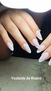 Almond nails, translucent white. | Yuslaidy de Ruano