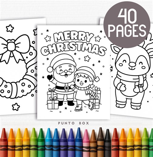 Christmas Coloring Book for Kids Printable | 40 Cute Holiday Coloring Pages for Children | Instant Download Christmas Activity - Etsy UK