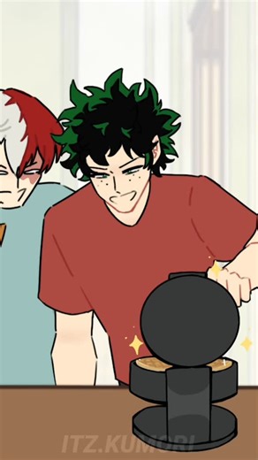 𝙆𝙐𝙈𝙊𝙍𝙄 on Instagram: "Deku todoroki & bakugou (try) making breakfast 🧇😂 #mha #bnha #deku #todoroki #katsukibakugo #anime"