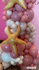 Love everything about this starfish shell baby shower balloon garland display 🩷🐚 by @true_celebrationssa #theeventcollectivex #babyshower | Theeventcollectivex
