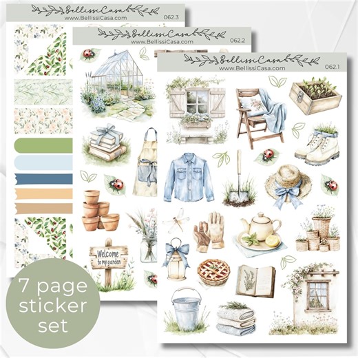 Seasonal Planner Sticker Sheets, Spring Sprouts Garden Calendar Planner Journaling Sticker Set, Watercolor Bullet Journal Sticker Pack 062 - Etsy