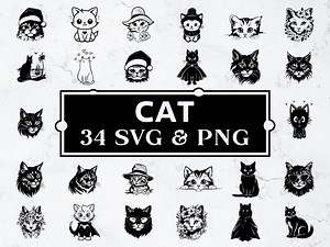 Cat SVG PNG Bundle, Cute Kitty Clipart, Pet Lover Cut Files, Black Cat Vector for Cricut, Cat Vector - Etsy