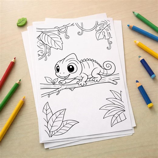 Chameleon Coloring Pages 10 Pack Jungle Baby Lizard Activity Sheets Kids - Etsy