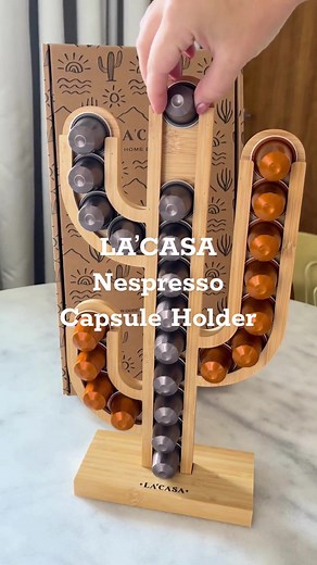 LA’CASA Nespresso Coffee Capsule Stand - Bamboo Wood, Holds 26 Capsules | Amazon UAE