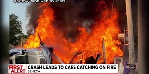 Seneca crews battle fire burning on multiple vehicles after crash