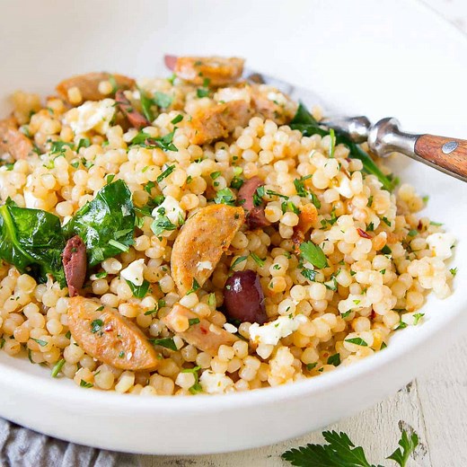 Israeli Couscous Recipe with Sausage & Feta
