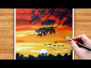 How to Paint Morning Sunrise Acrylic Painting | Acrylic Painting for Beginners