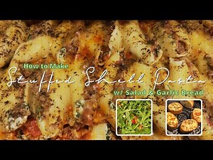 How to Make STUFFED SHELLS︱Beef, Spinach and Cheese︱AirFryer Garlic Bread