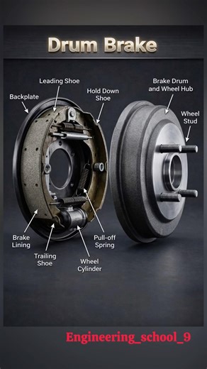 Drum Brake Working Explained | Parts of Drum Brake System |Drum Brake Components & Working Animation