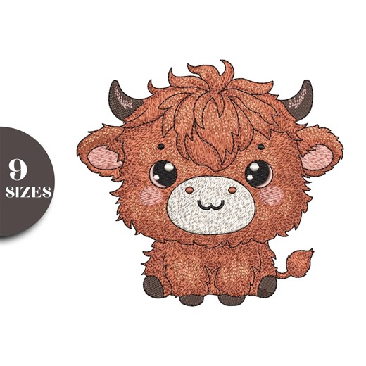 Baby Highland Cow Embroidery Designs: Farm Animal Machine Files (9 Sizes) - Etsy