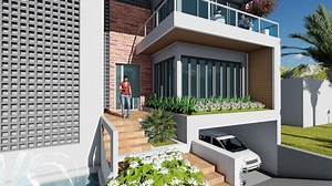 How to Draft Front Villa Design SketchUp and Lumion - SamPhoas Plan