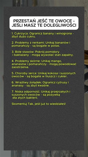 Przestań jeść te owoce, jeśli masz te problemy zdrowotne ⚠️ #zdrowystylzycia #poradyzdrowotne