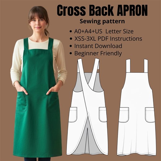 Cross Back Apron Sewing Pattern PDF | Kitchen Apron Sewing Pattern | A0   A4 Printable File | Easy Digital Download & Instructions - Etsy