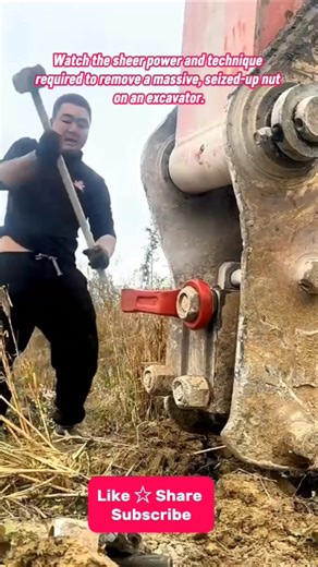 💪 Unbelievable Human Strength! Loosening a GIANT STUCK Nut with a Hammer #respect #human #diy #how