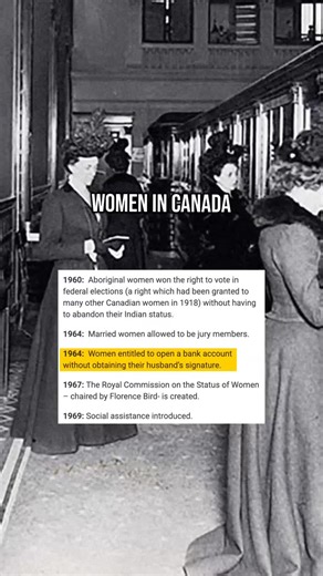 🚨It’s hard to believe, but just over 60 years ago, women in Canada couldn’t open their own bank accounts without their husband's signature!🚨 In 1964, women became explicitly and legally entitled to open a bank account without their husband's signature. This was the result of the second-wave of feminism, which fought for women to have control over their own finances. Before 1964, only married women were able to open bank accounts, which meant that women could not control their own money, even i