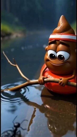 Mr. Poop Builds a Bridge for Stranded Ants 🐜🍃 #shorts #youtubeshorts #helpinganimals