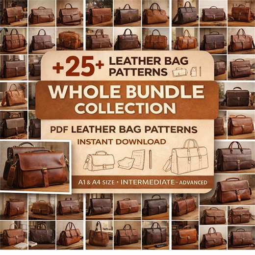 25 Leather Bag Patterns Bundle PDF | Leather Bag Pattern Pack | Messenger, Briefcase, Travel & Shoulder Bags | DIY Leather Craft Templates - Etsy UK