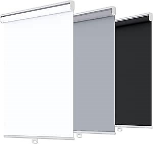 Cordless Roller Shades – Blackout Blinds with Spring System & UV Protection (26" W x 72" H, White)