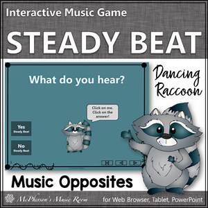 Elementary Music Game | Steady Beat or Not Interactive Music Game {Raccoon}
